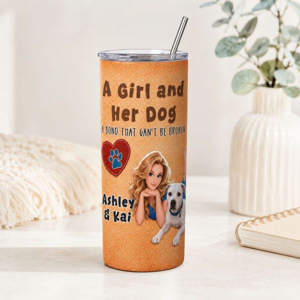 a girld and dog personalized tumbler