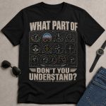 Aviation cockpit gauge graphic t-shirt flat lay with sunglasses, watch, and jeans