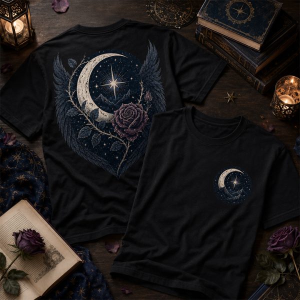 celestial fantasy book graphic tee