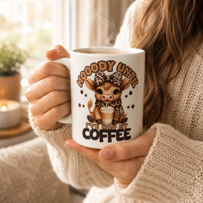 fun coffee mug with highland cow mooody until ive had my coffee