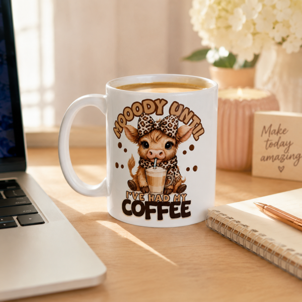 fun coffee mug with highland cow mooody until ive had my coffee