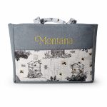 bee hive personalized tote front view with custom name embroidery