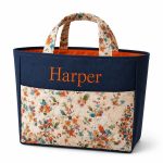 watercolor personalized tote front view with embroidered name