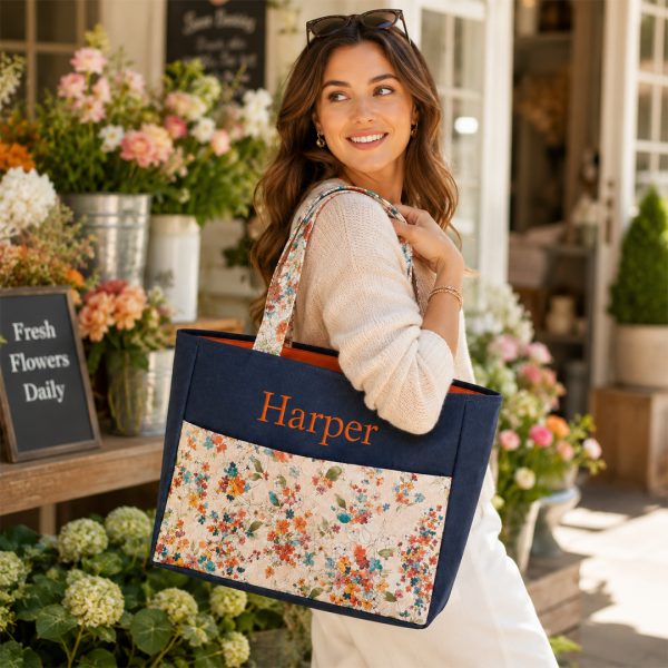 watercolor personalized tote