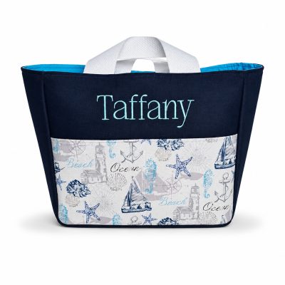 nautical personalized tote front view with custom name