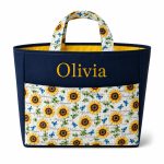 personalized sunflower tote bag