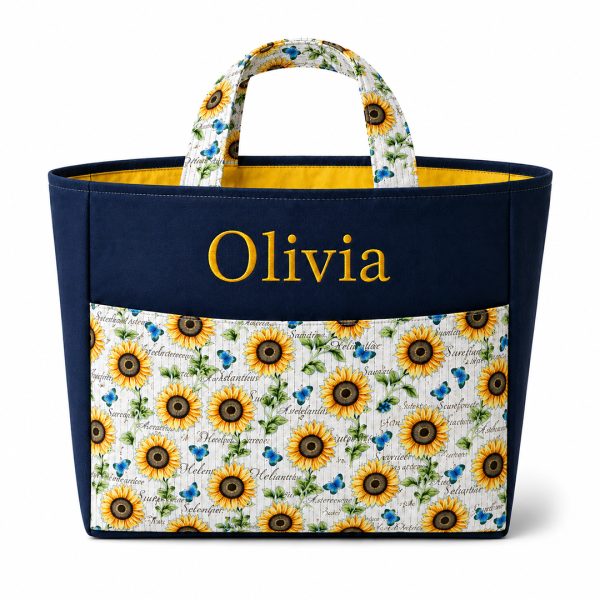 personalized sunflower tote bag