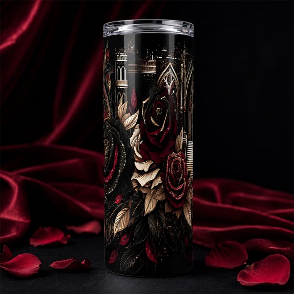 gothic rose themed cathedral tumbler