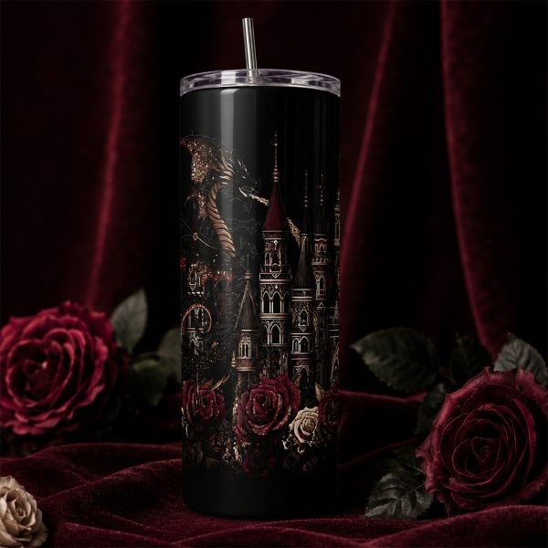 gothic dragon themed cathedral tumbler