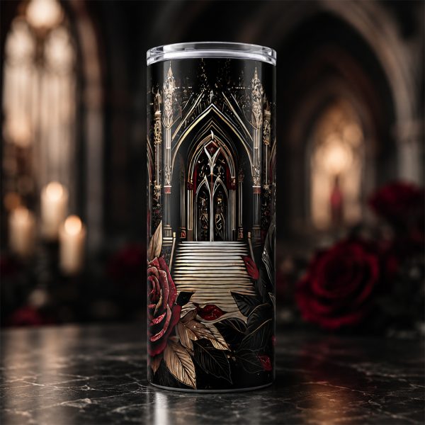 gothic themed cathedral tumbler