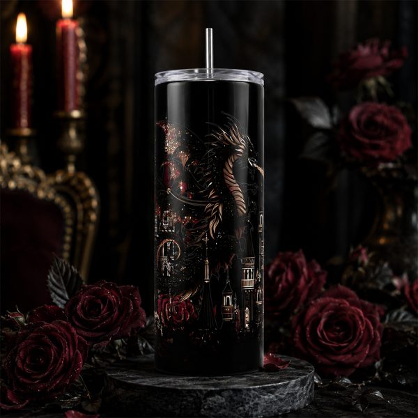 gothic dragon themed cathedral tumbler