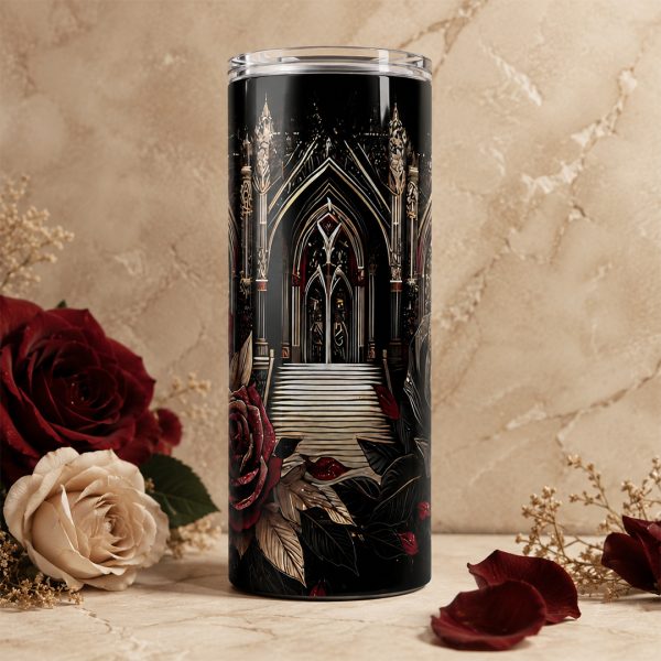 gothic themed cathedral tumbler
