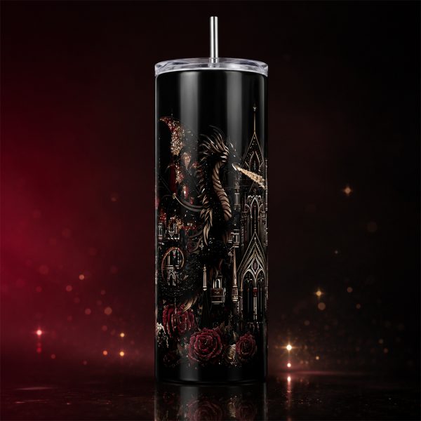 gothic dragon themed cathedral tumbler