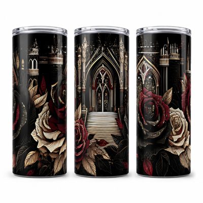 gothic rose themed cathedral tumbler