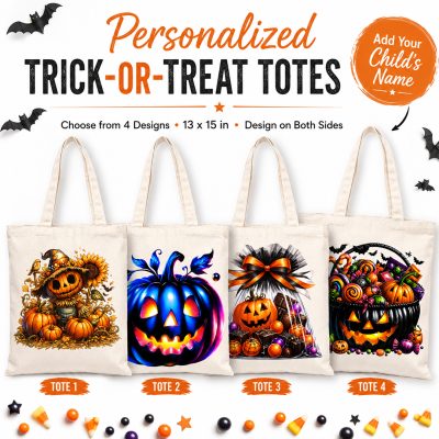 personalized trick or treat tote bag