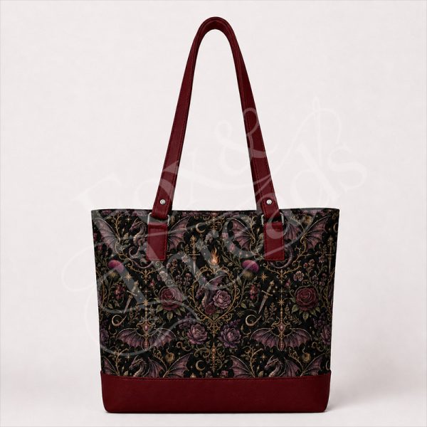 Gothic Dragon Tote Bag inspired by 4th wing gothic dragon tote bag