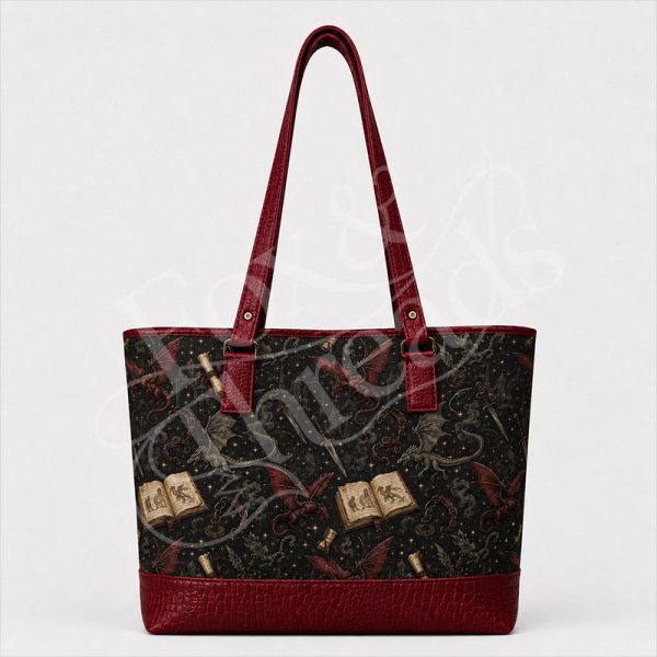 dark academia dragon tote bag 4th wing inspired