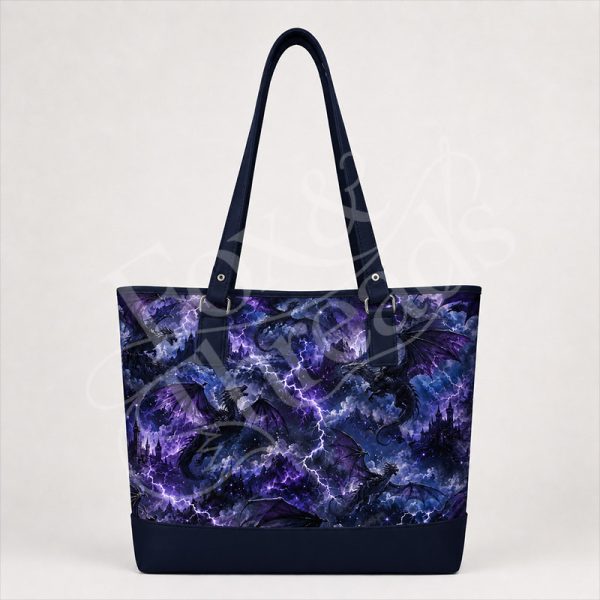 Dragon Storm Fantasy Tote Bag | Dragon Rider Gift fantasy dragon tote bag