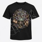 Double Double Toil and Trouble Macbeth graphic tee with bubbling cauldron, potions, crystals and witchy details