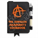 The Dungeon Anarchist’s Cookbook embroidered black notebook cover