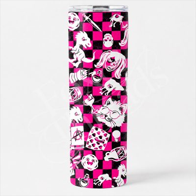Dungeon Crawler Carl inspired pink checkerboard 20 oz skinny tumbler