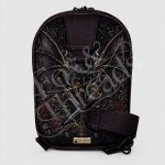 Midnight Wings & Daggers bookish sling bag back view with coordinating gothic fantasy print and Fox & Threads tag