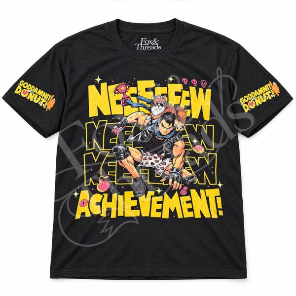 New Achievement Dungeon Crawler Carl T-Shirt Black Dungeon Crawler Carl T-shirt with New Achievement front graphic and printed sleeves