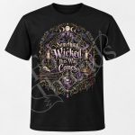 Something Wicked This Way Comes Macbeth graphic tee with ravens, moon phases, candles and gothic literary details