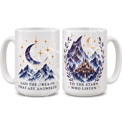 Stars and Dreams fantasy reader 15 oz two-sided white mug