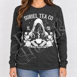 Dark heather Suriel Tea Co long sleeve shirt for fantasy romance readers