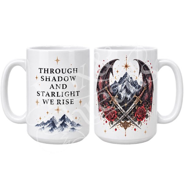 Wings and Starlight Fantasy Reader Mug Wings and Starlight 15 oz two-sided romantasy fantasy mug