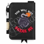 You Will Not Break Me embroidered DCC notebook cover with bomb design